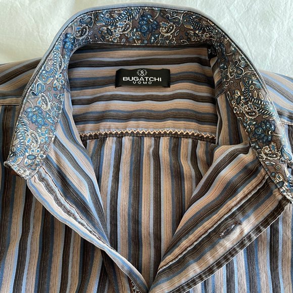 Bugatchi Shirt - Multi-Colour Stripe - X-Large - Regular Fit - Picture 5 of 5